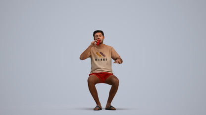 3D scanned man sitting casual, photorealistic archviz people for Enscape and SketchUp, standing pose render
