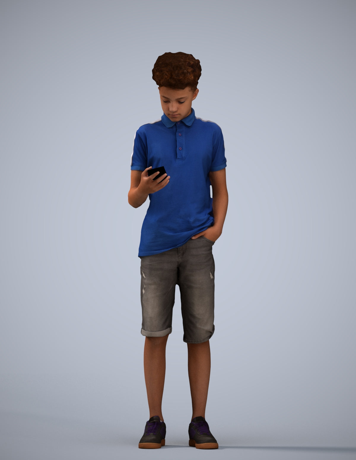 realistic 3D human boy casual kids, archviz people FBX OBJ for Blender