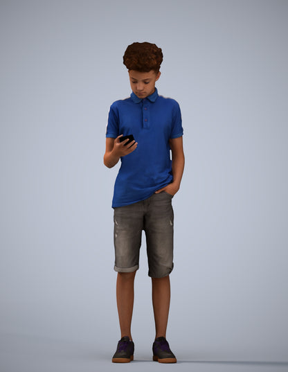 realistic 3D human boy casual kids, archviz people FBX OBJ for Blender