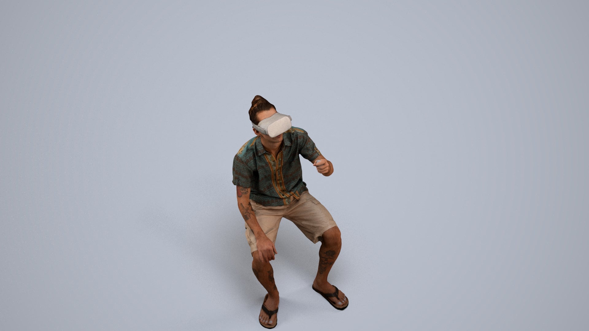 realistic 3D man casual sitting, scanned archviz people for Blender and 3ds Max, back view render