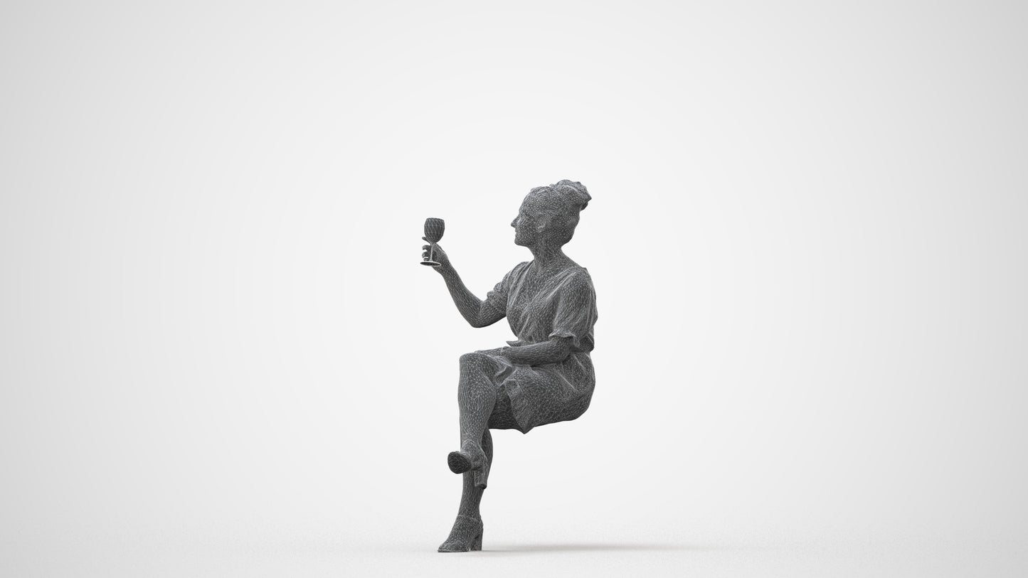 3D people model woman casual sitting, scanned human for 3ds Max rendering, square thumbnail