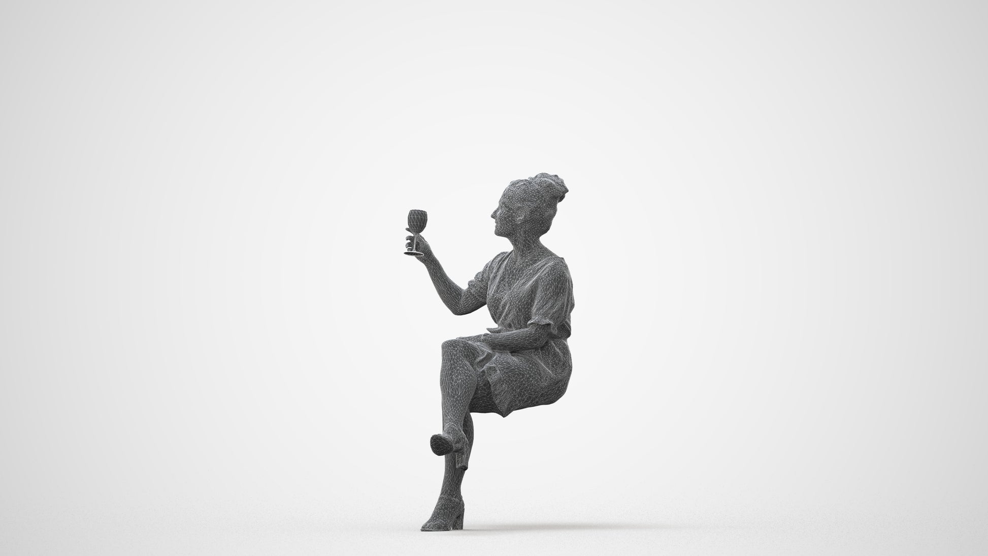 3D people model woman casual sitting, scanned human for 3ds Max rendering, square thumbnail
