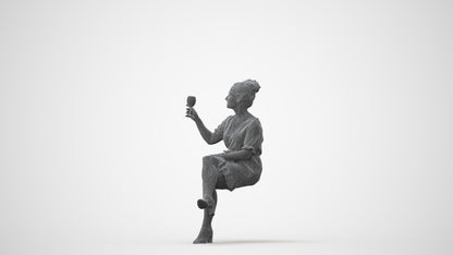 3D people model woman casual sitting, scanned human for 3ds Max rendering, square thumbnail