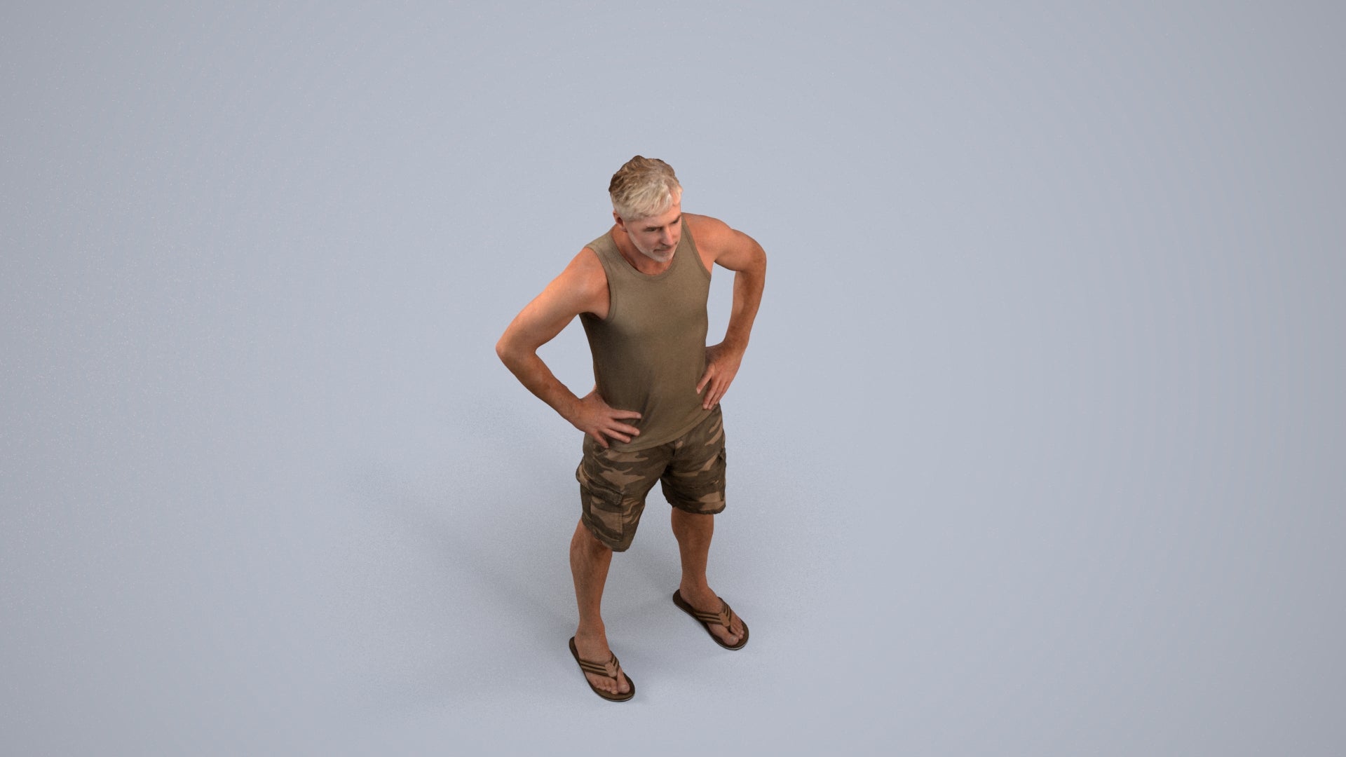 realistic 3D human man casual standing, archviz people FBX OBJ for Blender, back view render