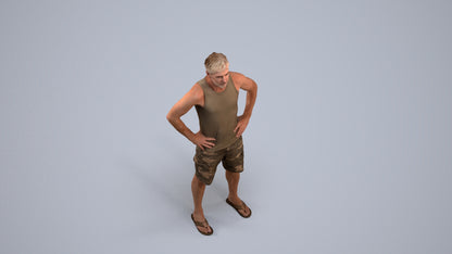 realistic 3D human man casual standing, archviz people FBX OBJ for Blender, back view render