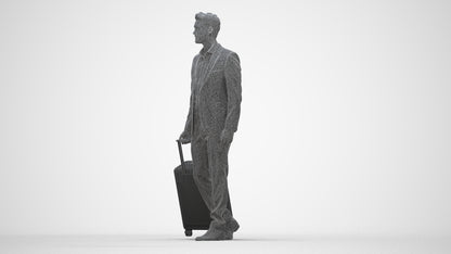 realistic 3D human man business, archviz people FBX OBJ for Blender, wireframe back view