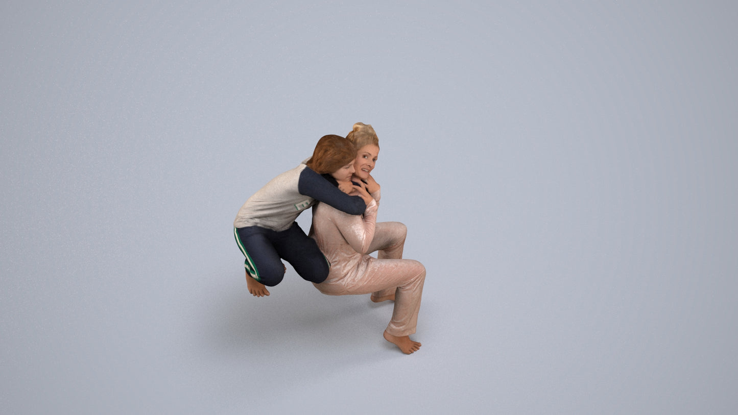 realistic 3D people girl casual kids, render-ready for V-Ray and Corona, FBX OBJ, back view render