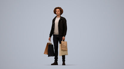 3D people model man formal, scanned human for 3ds Max rendering, top-down view render