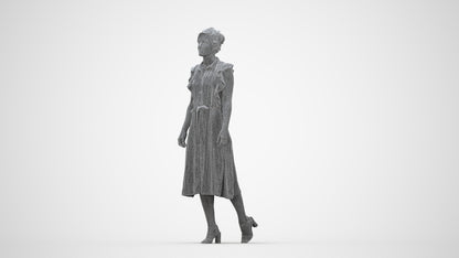 scanned 3D woman business walking, photogrammetry people for Enscape and V-Ray, wireframe back view
