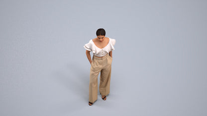 3D scanned woman standing business, photorealistic archviz people for Enscape and SketchUp, back view render