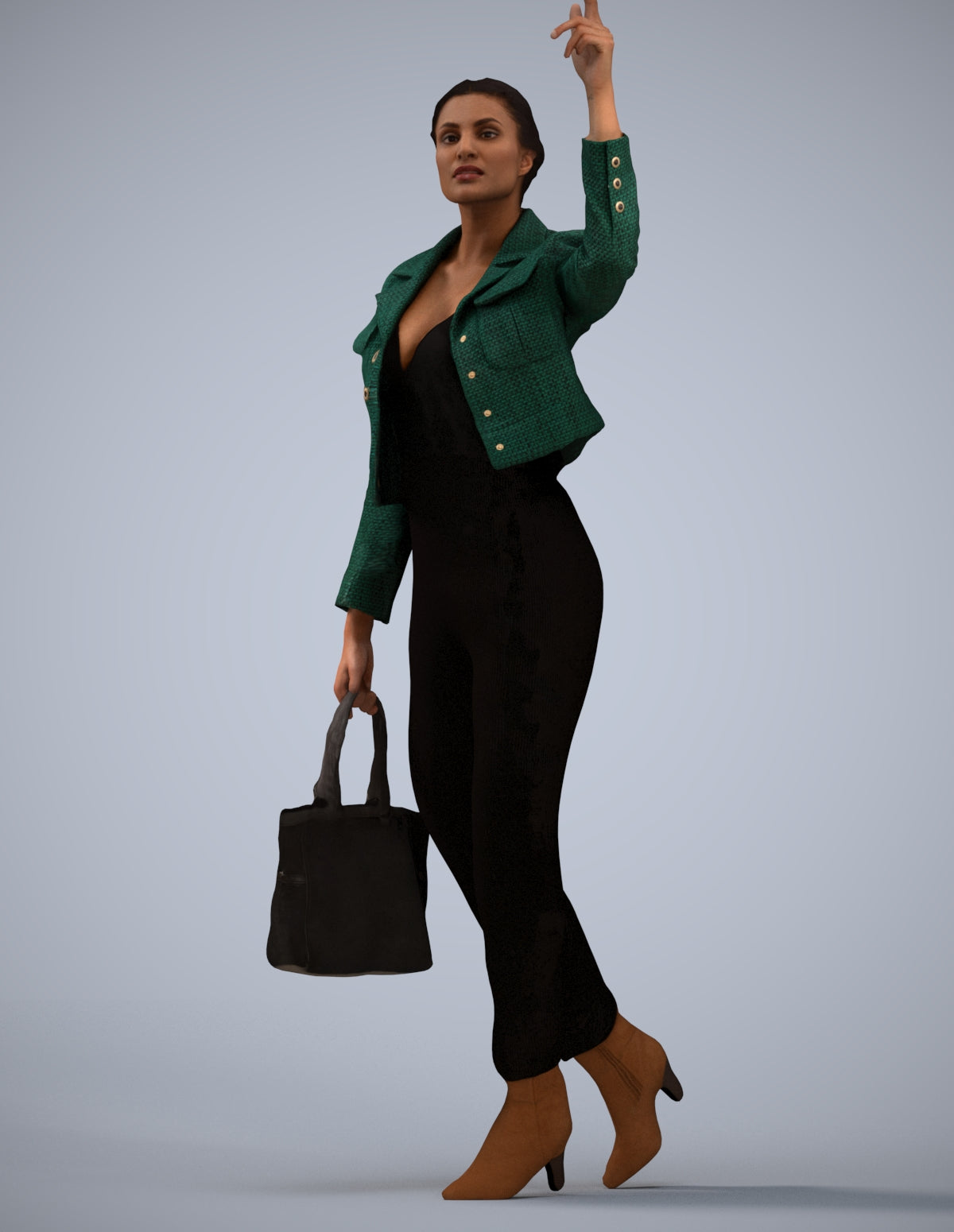 photogrammetry 3D woman business walking, realistic human model archviz FBX