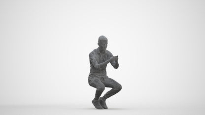 realistic 3D man casual sitting, scanned archviz people for Blender and 3ds Max, three-quarter front view render