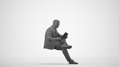 scanned 3D man business, photogrammetry people for Enscape and V-Ray, wireframe side view