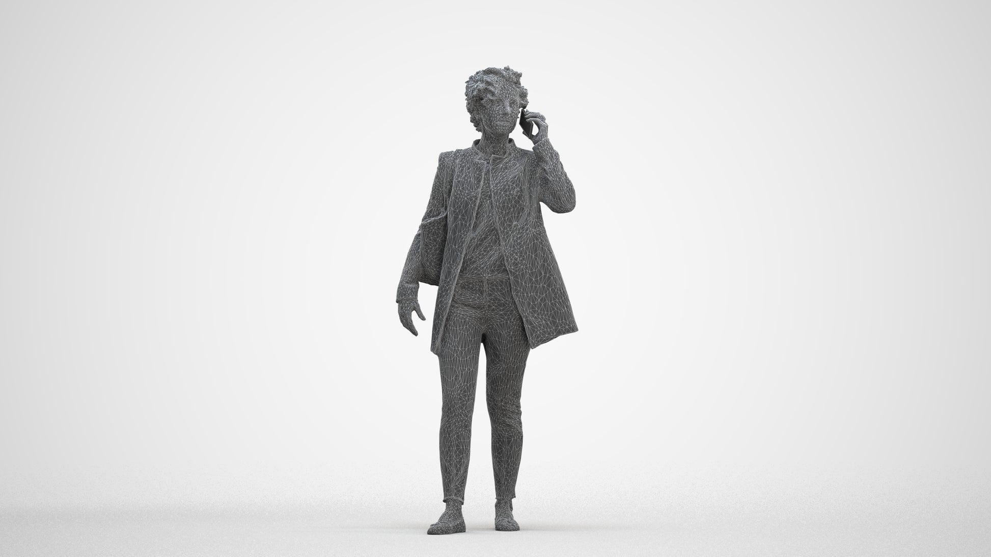realistic 3D people woman business standing, render-ready for V-Ray and Corona, FBX OBJ, three-quarter front view render