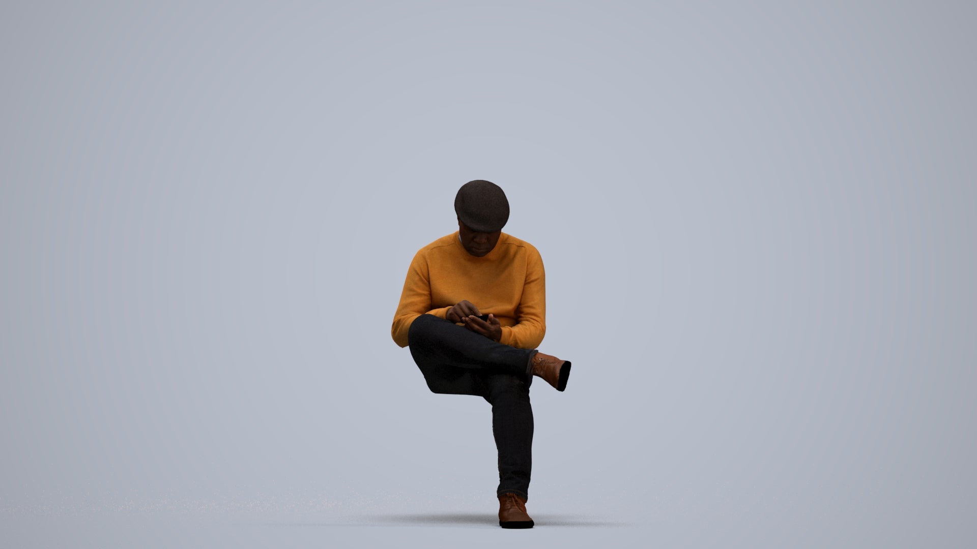realistic 3D human man casual sitting, archviz people FBX OBJ for Blender, standing pose render