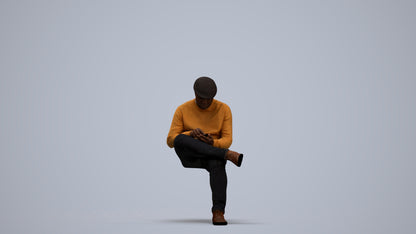 realistic 3D human man casual sitting, archviz people FBX OBJ for Blender, standing pose render