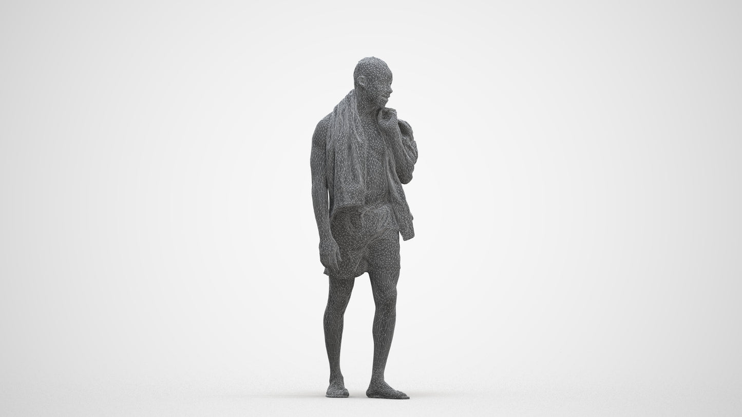 realistic 3D human man pool, archviz people FBX OBJ for Blender, three-quarter front view render
