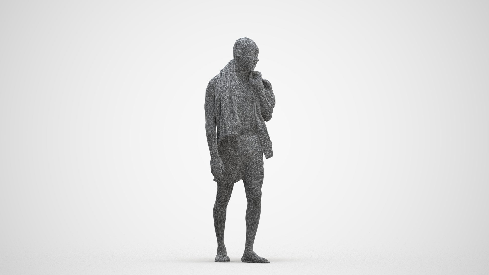 realistic 3D human man pool, archviz people FBX OBJ for Blender, three-quarter front view render