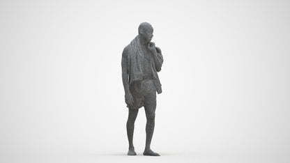 realistic 3D human man pool, archviz people FBX OBJ for Blender, three-quarter front view render