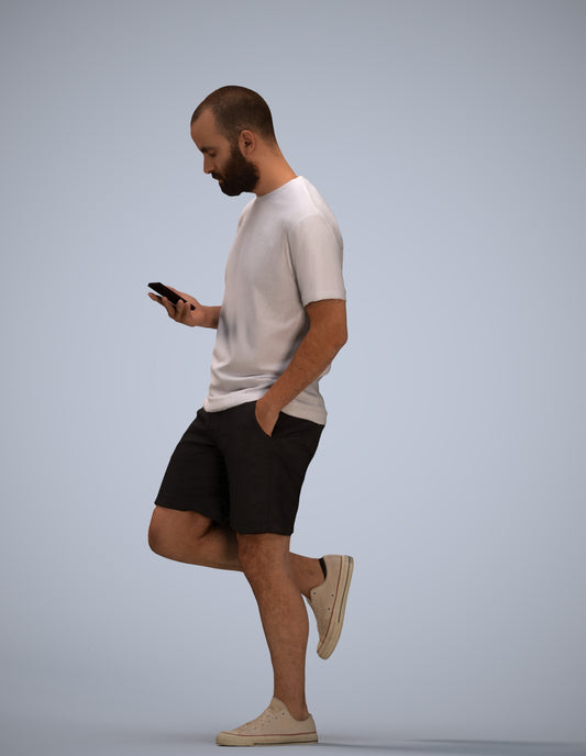 photogrammetry 3D man casual walking, realistic human model archviz FBX