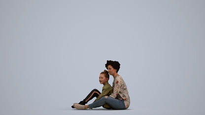 realistic 3D girl casual kids, scanned archviz people for Blender and 3ds Max, standing pose render