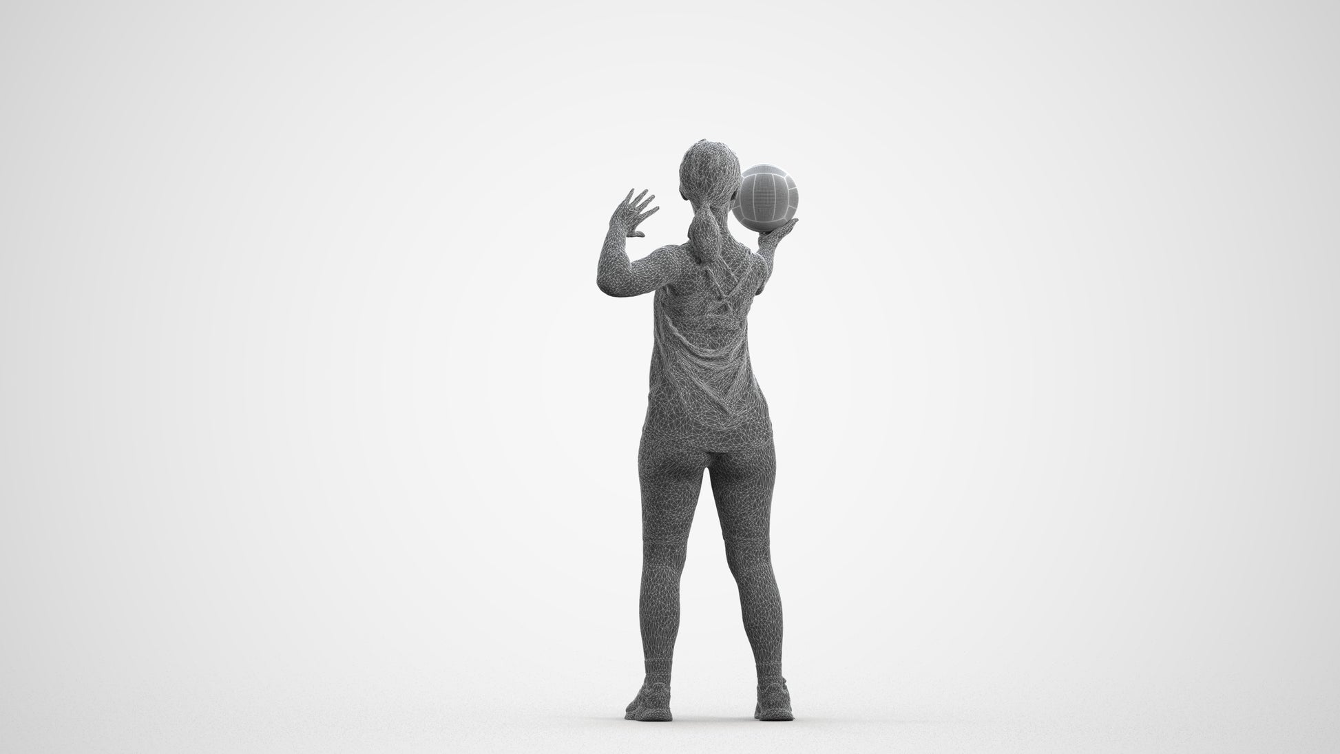 photogrammetry 3D girl sport, realistic human model archviz FBX, wireframe front view