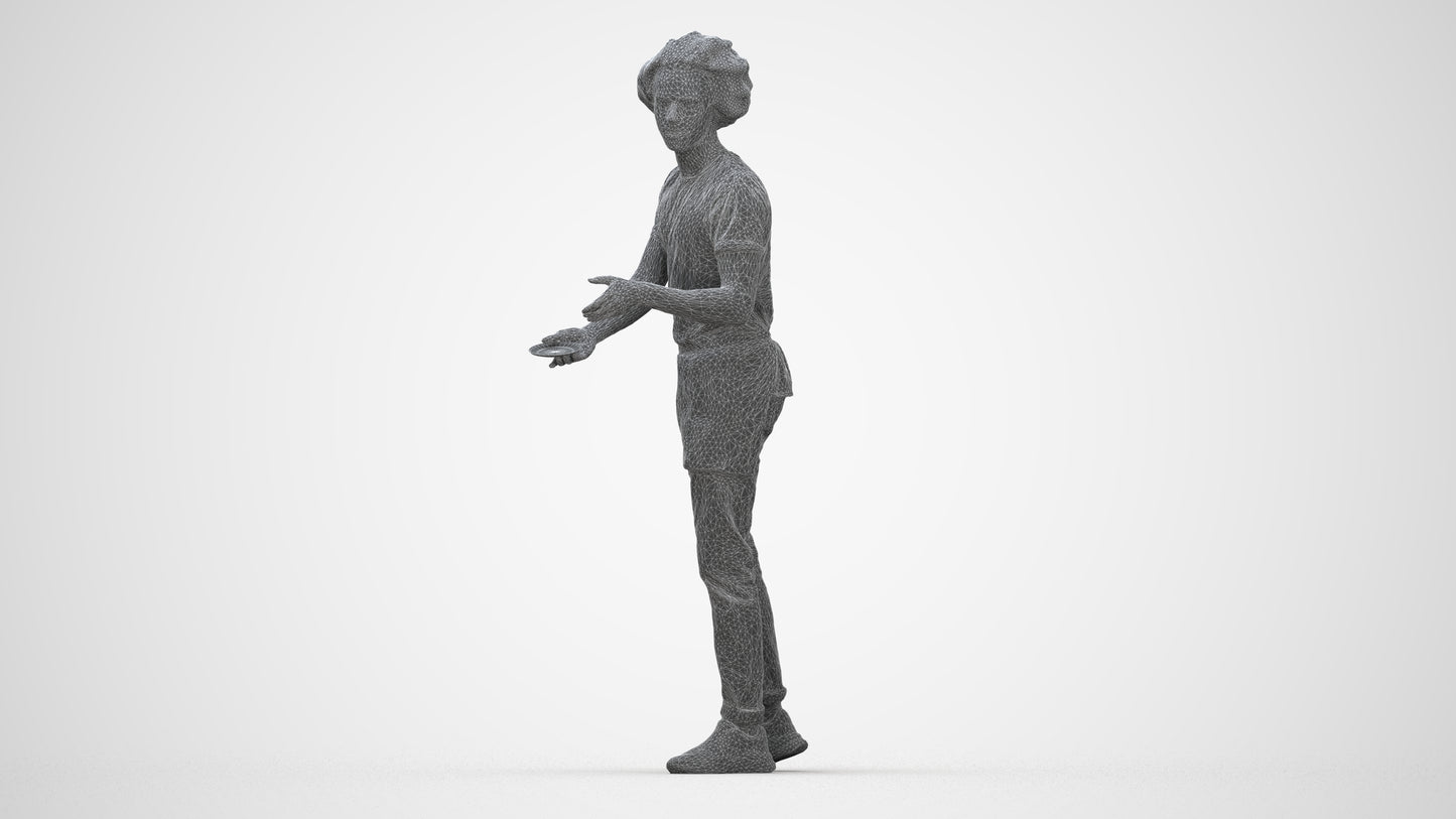 realistic 3D human man standing, archviz people FBX OBJ for Blender, wireframe back view