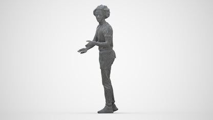 realistic 3D human man standing, archviz people FBX OBJ for Blender, wireframe back view