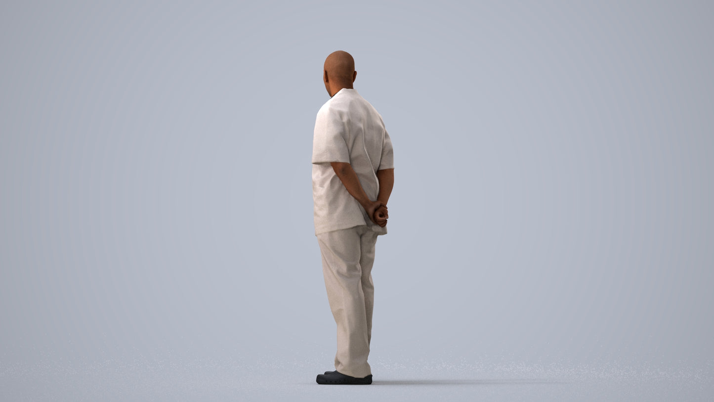 realistic 3D man medical, scanned archviz people for Blender and 3ds Max, three-quarter view render