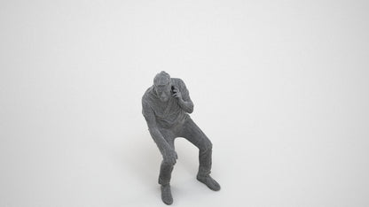 realistic 3D human senior man casual sitting, archviz people FBX OBJ for Blender, wireframe three-quarter view