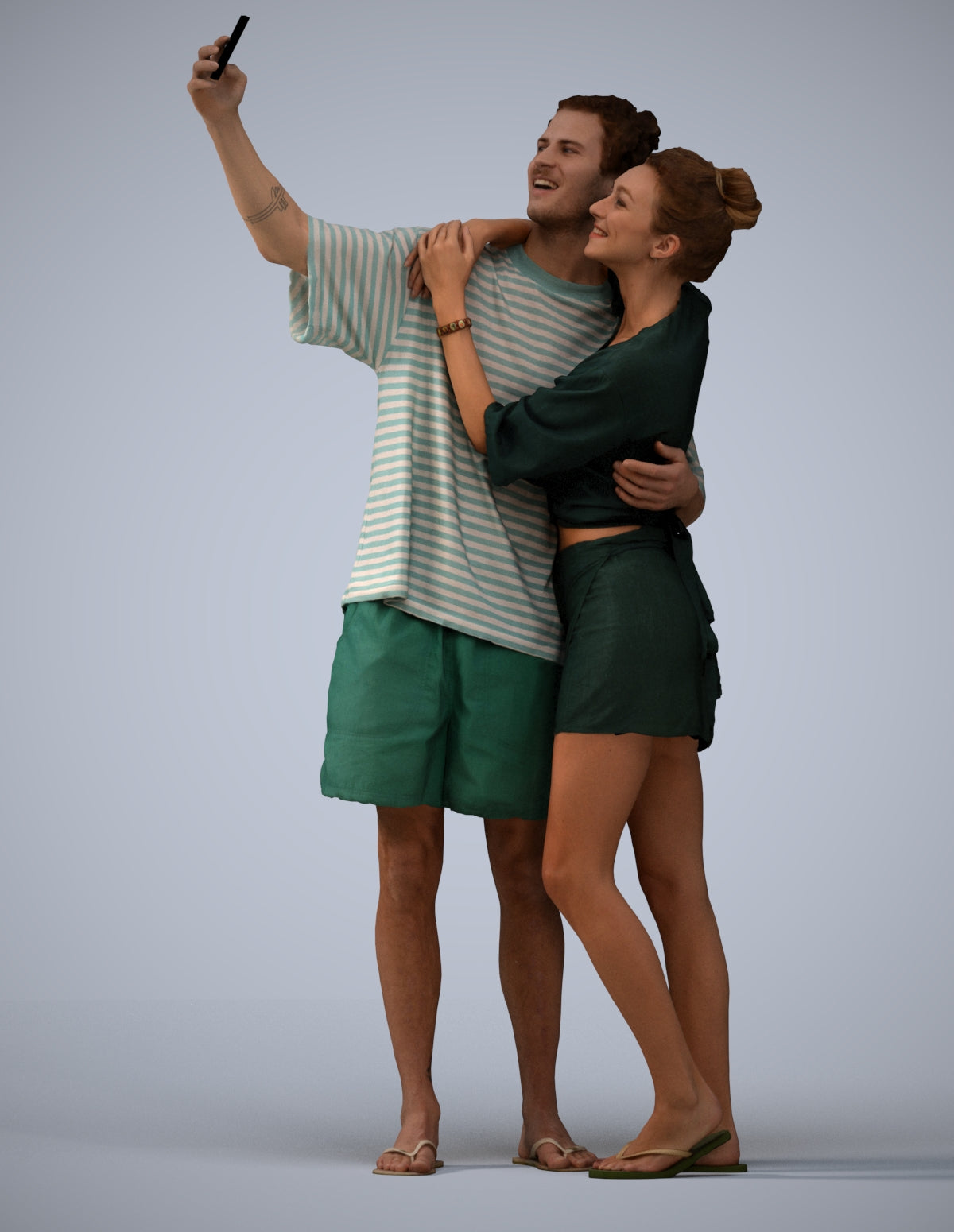 photogrammetry 3D woman casual couple, realistic human model archviz FBX