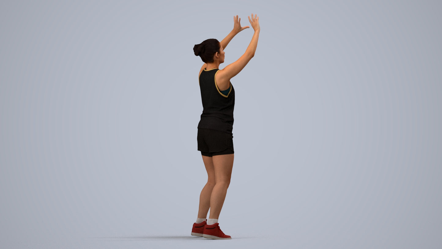 realistic 3D woman sport, scanned archviz people for Blender and 3ds Max, side view render