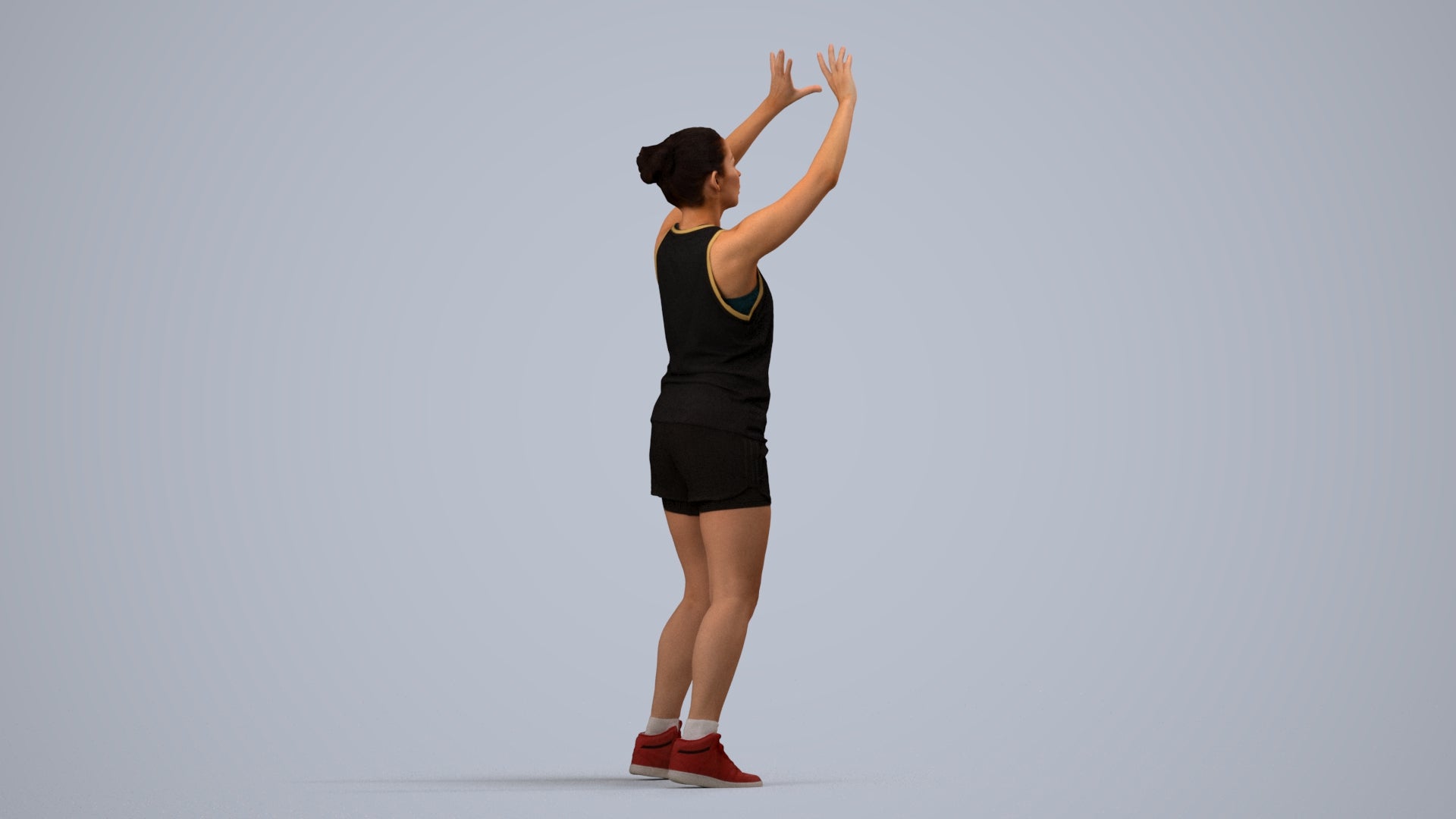 realistic 3D woman sport, scanned archviz people for Blender and 3ds Max, side view render