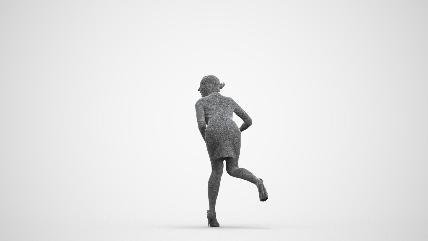 realistic 3D people woman business driving, render-ready for V-Ray and Corona, FBX OBJ, wireframe front view