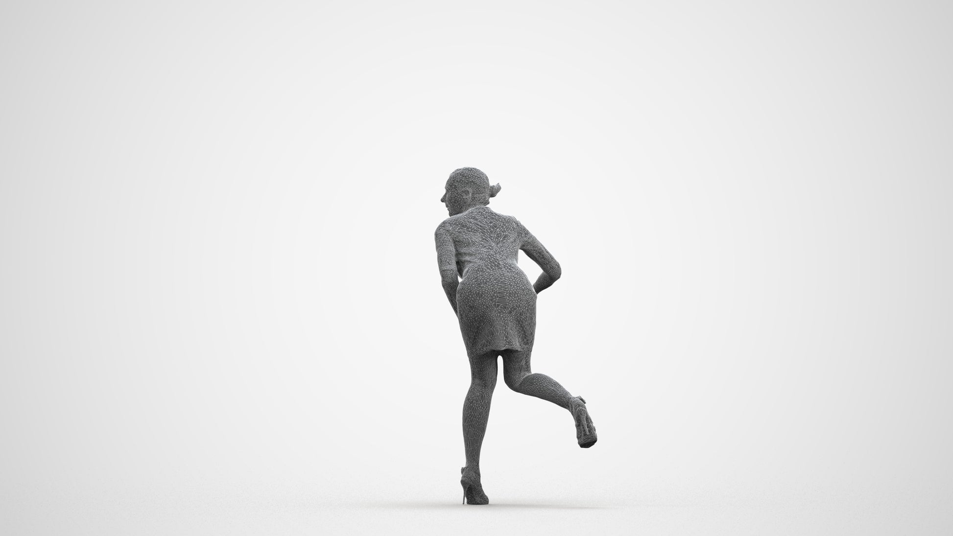 realistic 3D people woman business driving, render-ready for V-Ray and Corona, FBX OBJ, wireframe front view