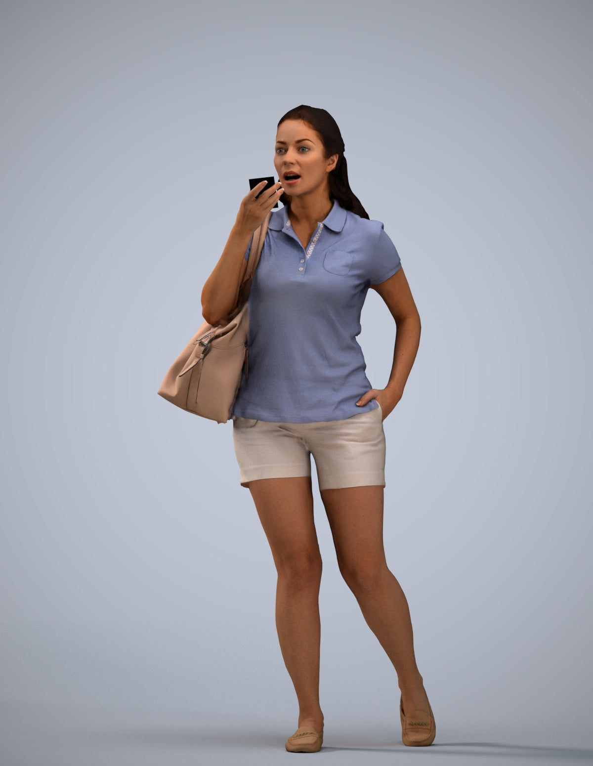 realistic 3D people woman casual walking, render-ready for V-Ray and Corona, FBX OBJ