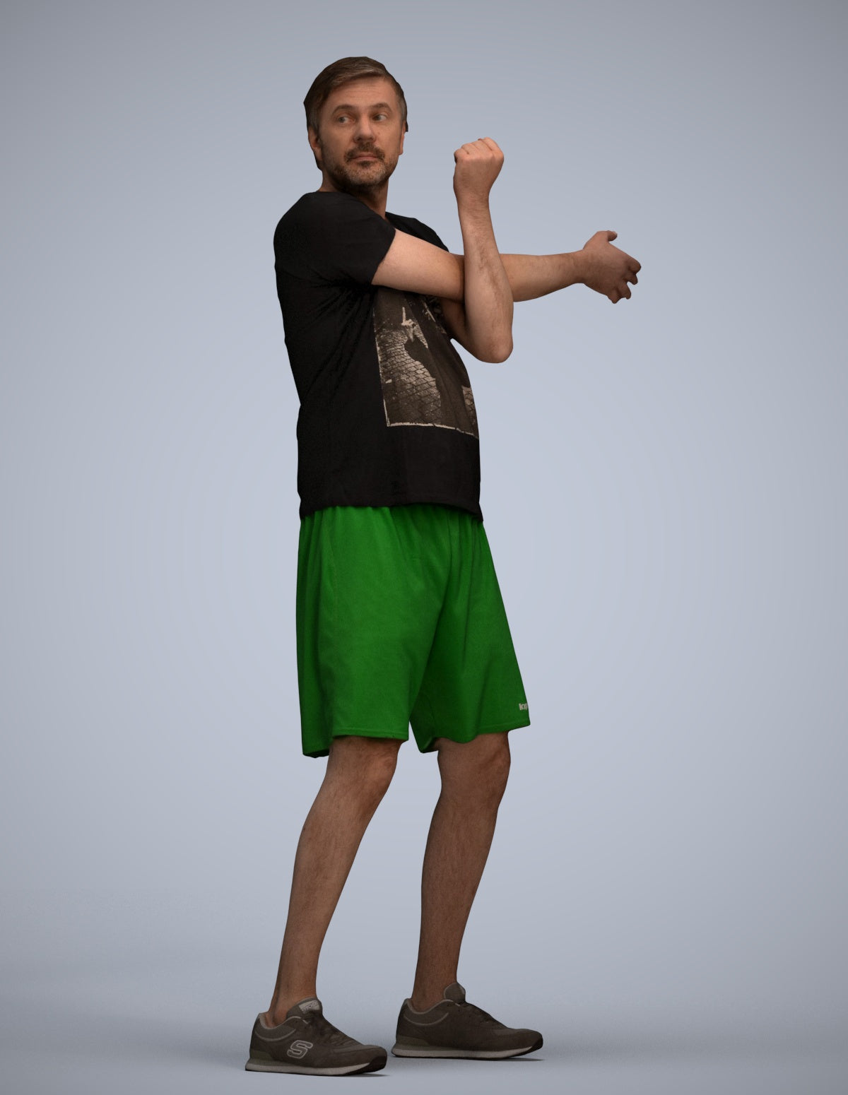 3D human model man sport, photogrammetry scanned person for archviz