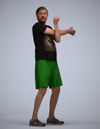 3D human model man sport, photogrammetry scanned person for archviz