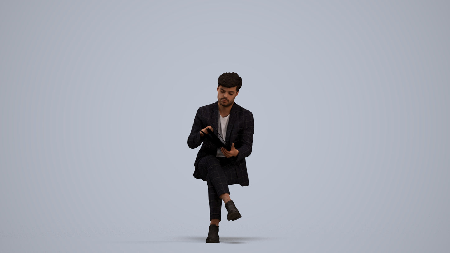 scanned 3D man business, photogrammetry people for Enscape and V-Ray, standing pose render