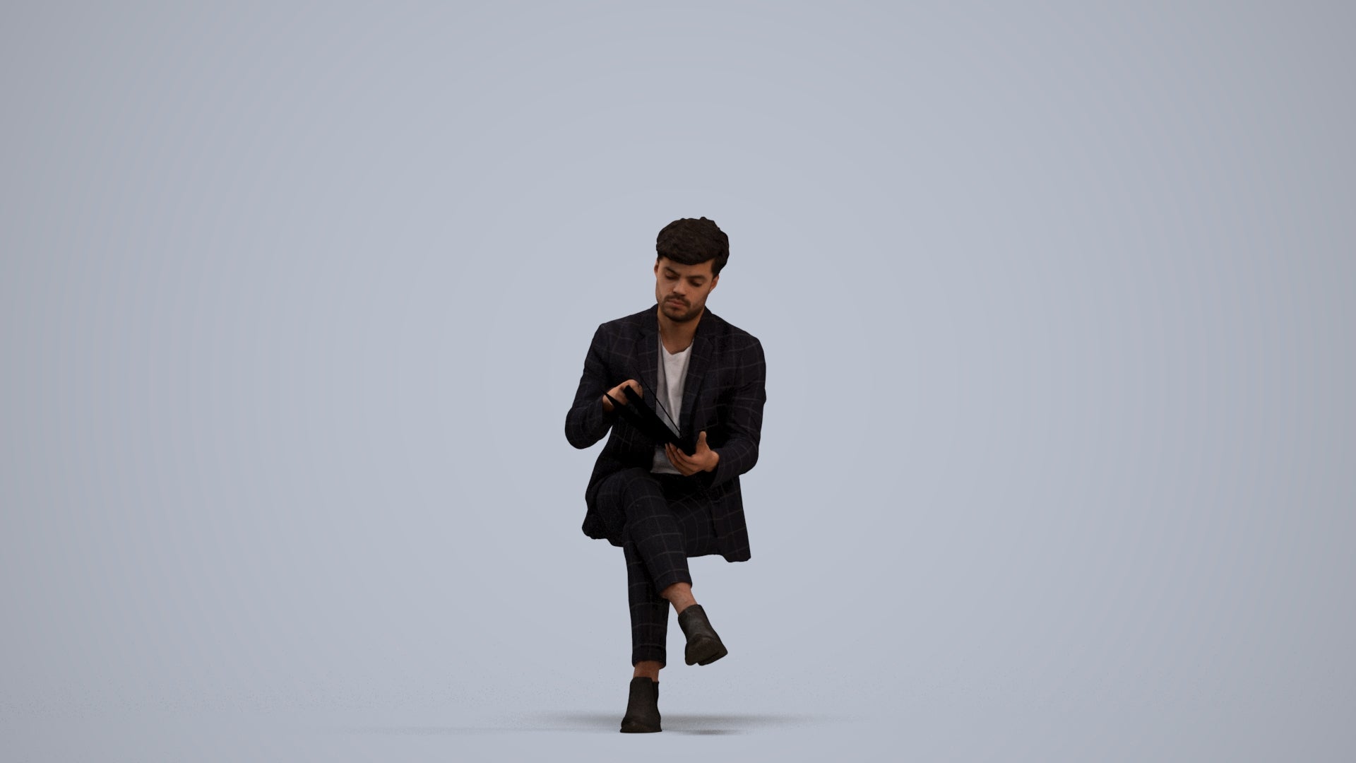 scanned 3D man business, photogrammetry people for Enscape and V-Ray, standing pose render