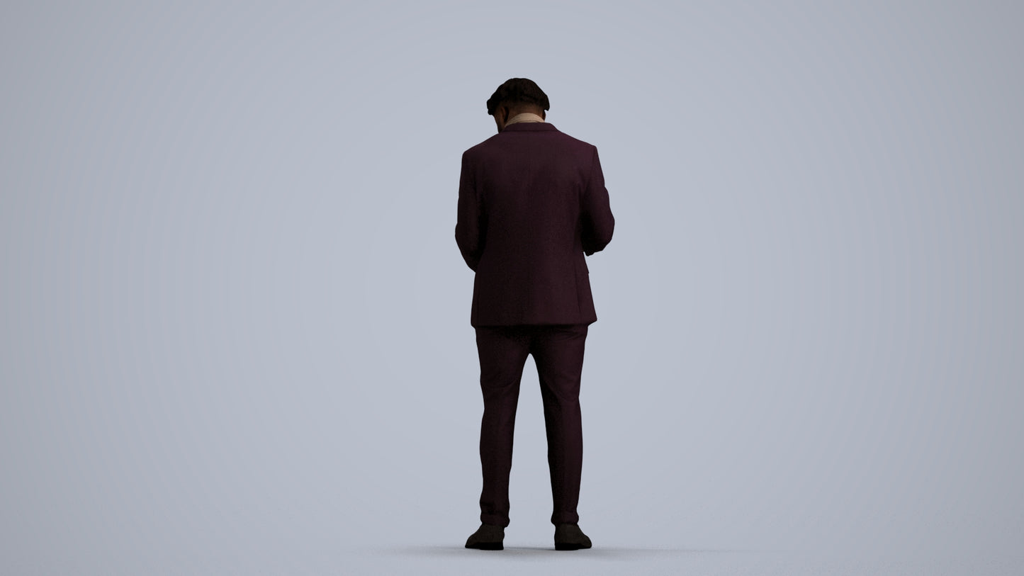 realistic 3D man business, scanned archviz people for Blender and 3ds Max, front view render