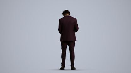 realistic 3D man business, scanned archviz people for Blender and 3ds Max, front view render