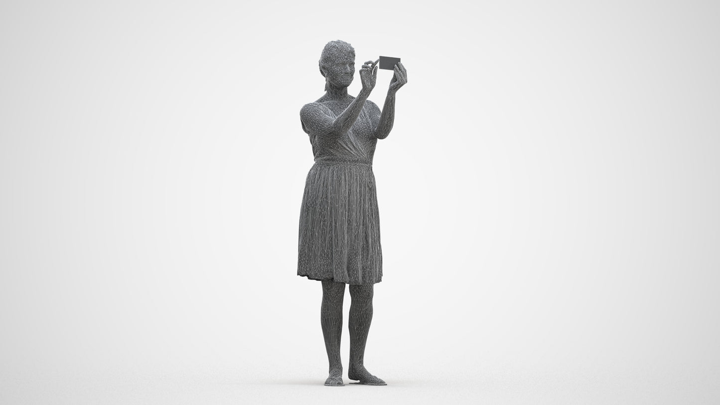 realistic 3D people woman casual standing, render-ready for V-Ray and Corona, FBX OBJ, three-quarter front view render