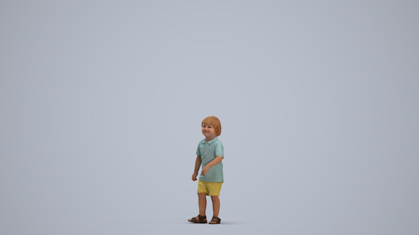 scanned 3D boy casual kids, photogrammetry people for Enscape and V-Ray, standing pose render
