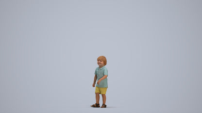 scanned 3D boy casual kids, photogrammetry people for Enscape and V-Ray, standing pose render