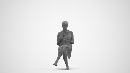 3D scanned woman sitting casual, photorealistic archviz people for Enscape and SketchUp, three-quarter front view render