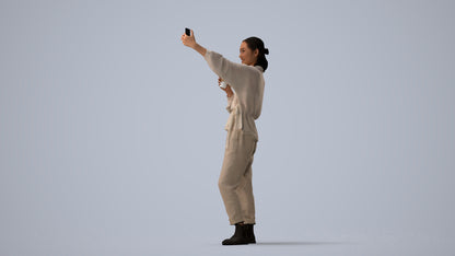 scanned 3D woman casual standing, photogrammetry people for Enscape and V-Ray, three-quarter view render
