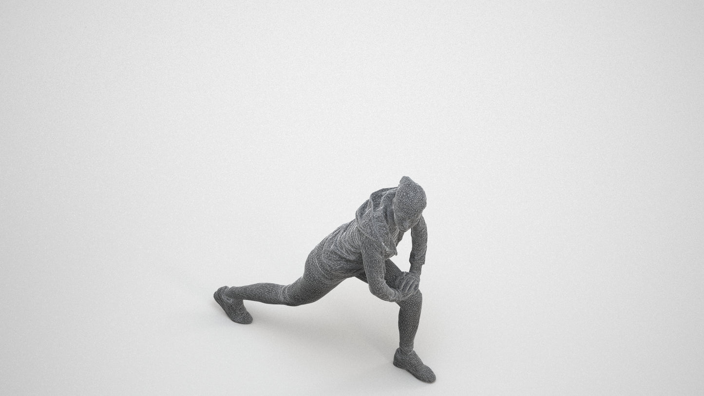 scanned 3D woman sport, photogrammetry people for Enscape and V-Ray, wireframe three-quarter view