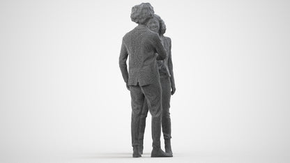 3D human model woman business, photogrammetry scanned person for archviz, wireframe side view
