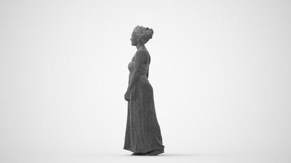 3D human model woman casual standing, photogrammetry scanned person for archviz, square thumbnail
